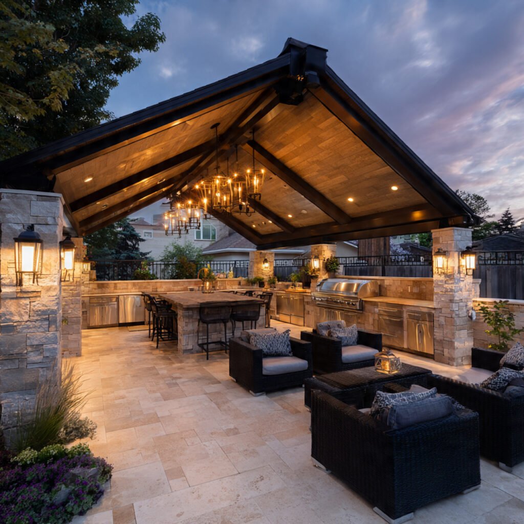 Covered backyard kitchen ideas