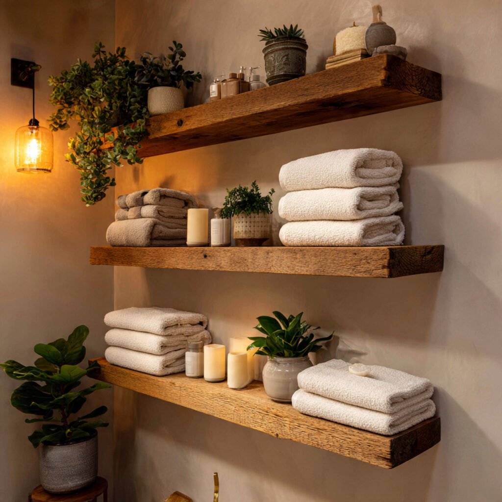 21 DIY Bathroom Shelving Ideas for Modern and Rustic Bathrooms 2 Rustic Wooden Bathroom Shelf Ideas