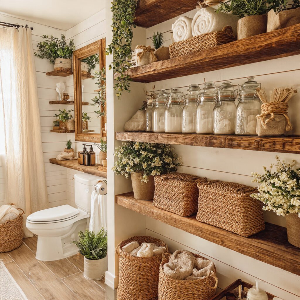 21 DIY Bathroom Shelving Ideas for Modern and Rustic Bathrooms 8 Farmhouse Style Bathroom Shelf Ideas