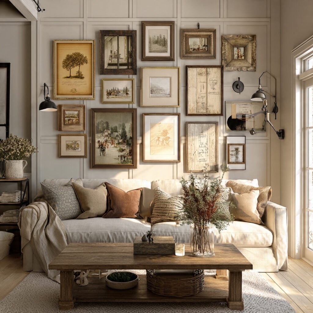 Farmhouse Gallery Wall Living Room Ideas