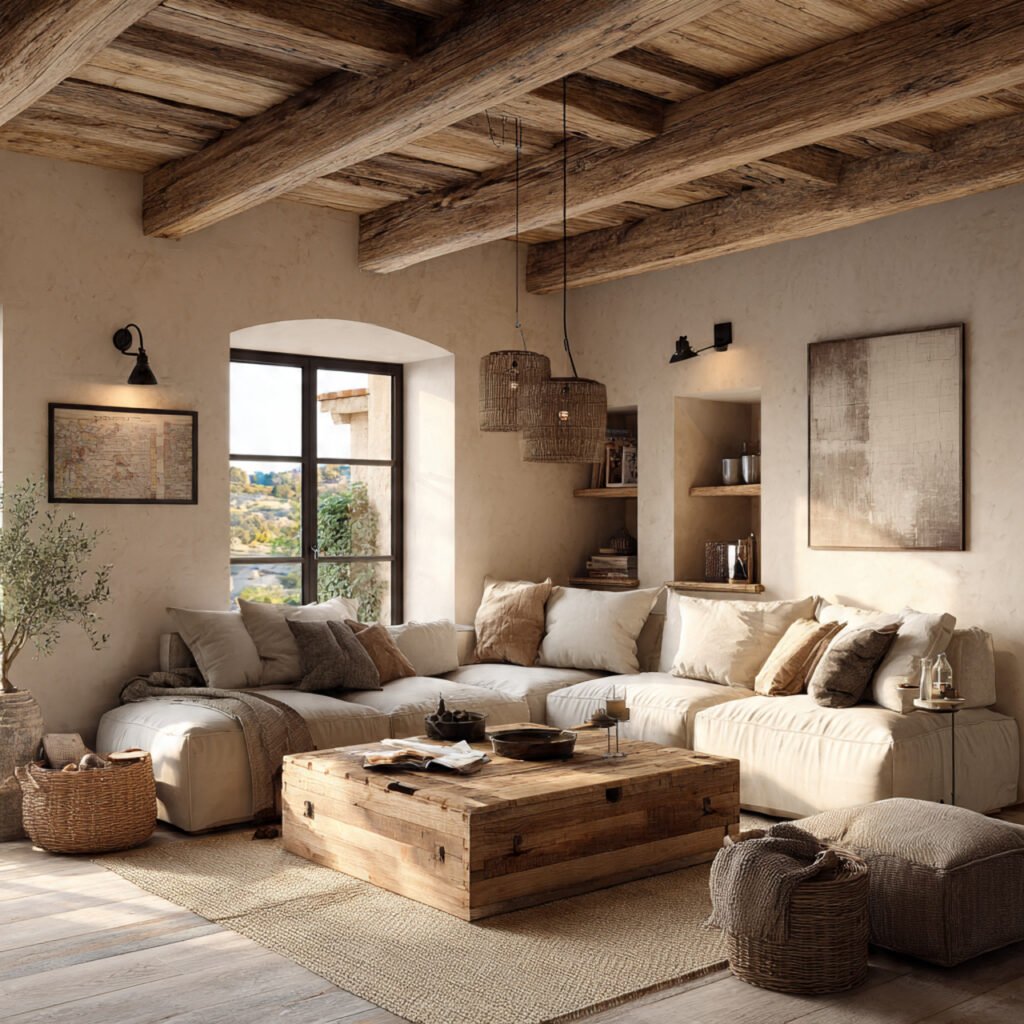 Rustic Beam Ceiling Living Room Ideas
