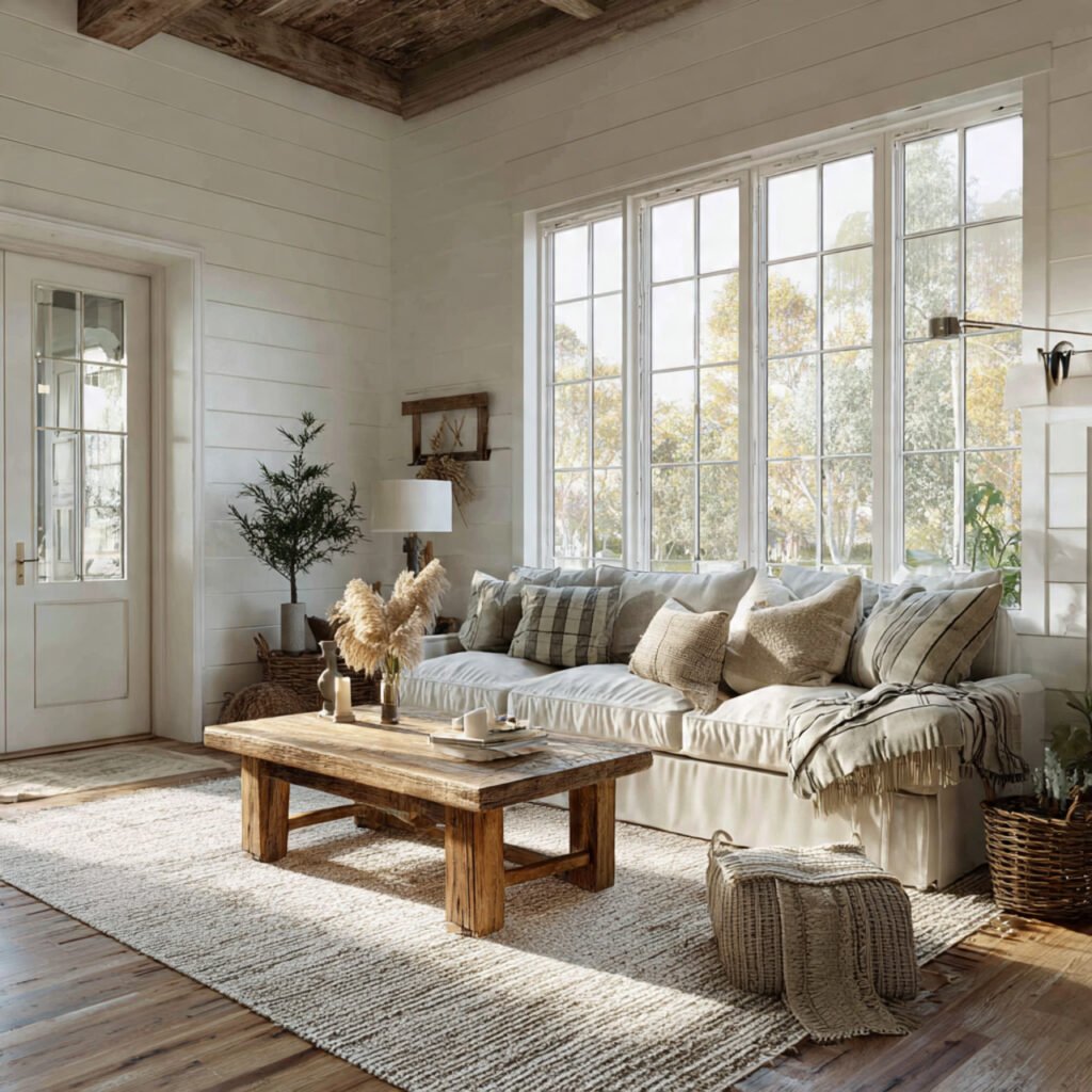 White Farmhouse Interior Living Room Ideas