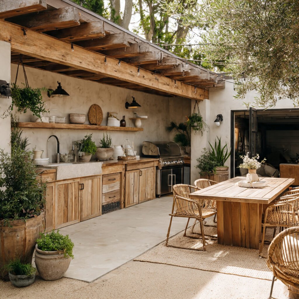 Farmhouse backyard kitchen ideas