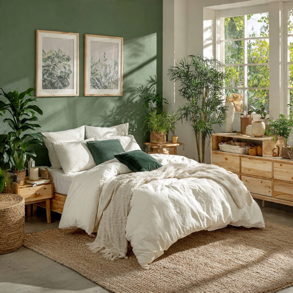 24 Summer Bedroom Aesthetic Ideas to Create a Dreamy and Relaxing Space 19 Fresh White and Green Bedroom Ideas