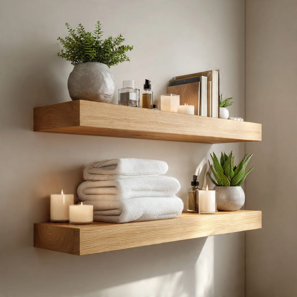 Floating Wood Shelf Storage Ideas