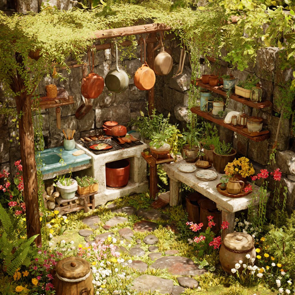 Garden cooking space ideas