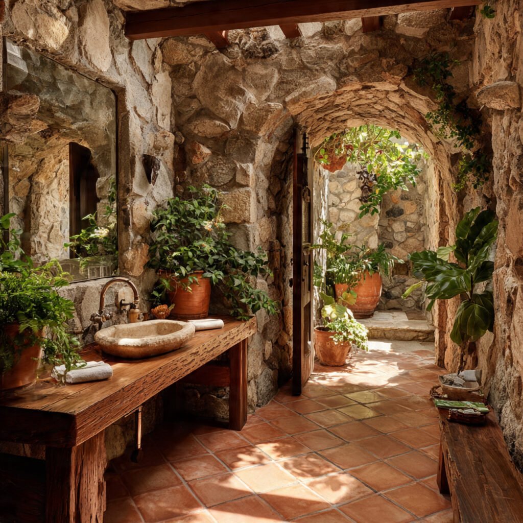 20 Stunning Spanish Bathroom Ideas That Bring Mediterranean Charm Home 17 Courtyard Inspired Bathroom Decor Ideas