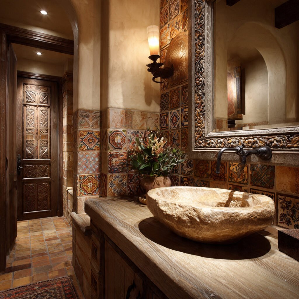 20 Stunning Spanish Bathroom Ideas That Bring Mediterranean Charm Home 14 Natural Stone Sink Decor Ideas