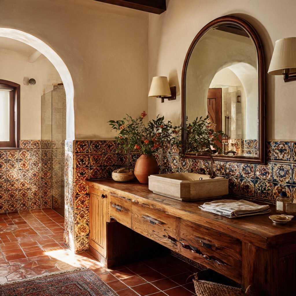 20 Stunning Spanish Bathroom Ideas That Bring Mediterranean Charm Home 8 Arched Mirror Bathroom Decor Ideas