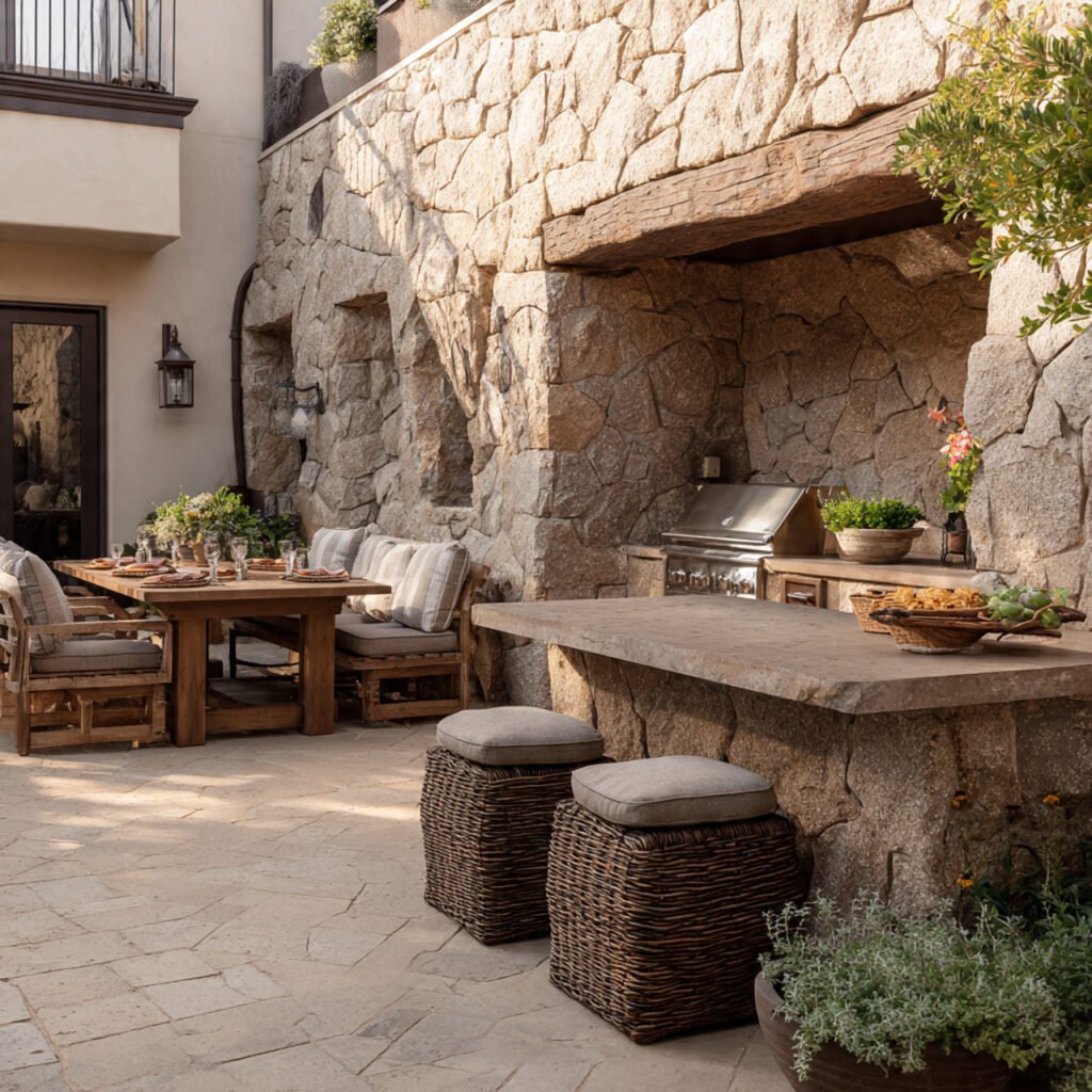 Stone backyard kitchen ideas