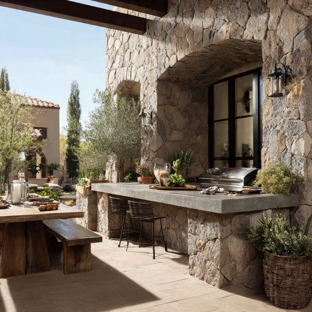 Stone outdoor kitchen ideas