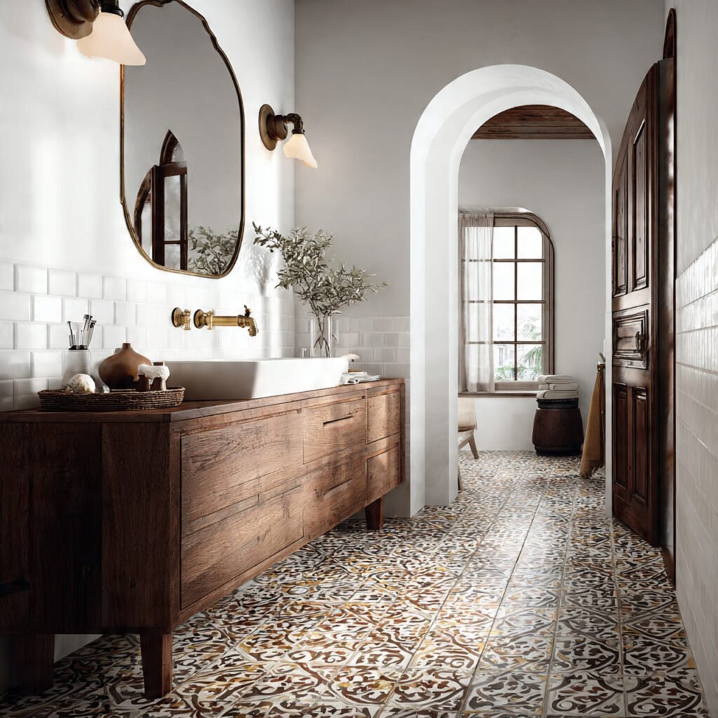 20 Stunning Spanish Bathroom Ideas That Bring Mediterranean Charm Home 10 Patterned Floor Tile Design Ideas
