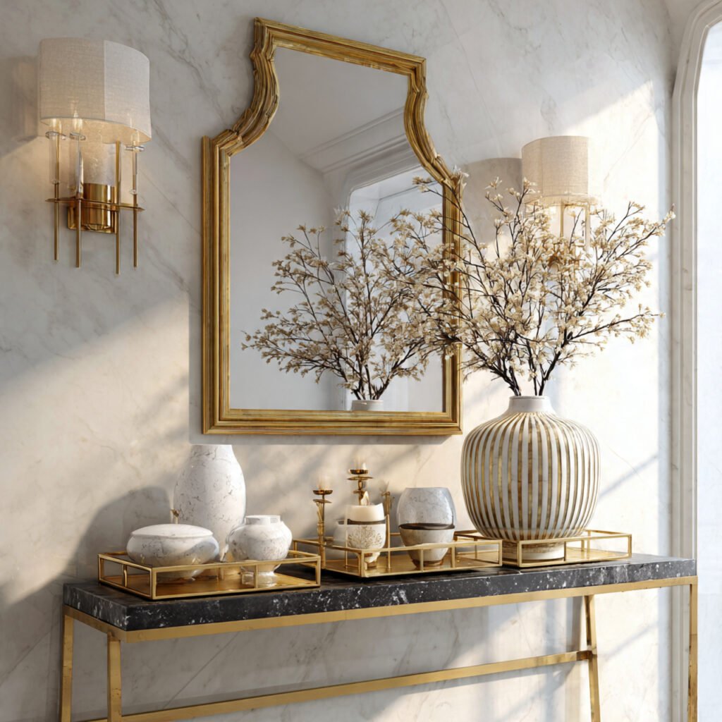 27 Stunning Entryway Table Ideas for Modern and Cozy Homes 20 Gold Accent Console Ideas