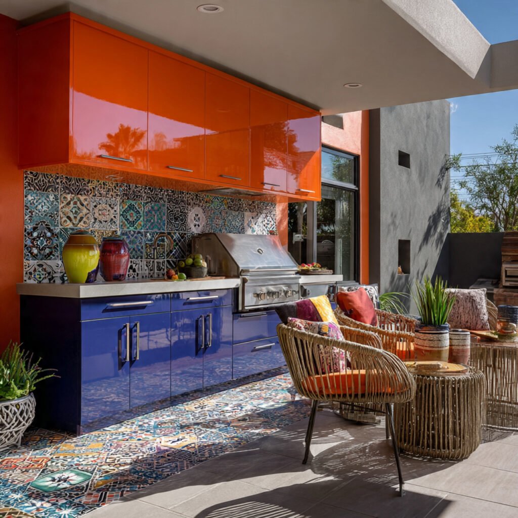 Colorful outdoor Summer kitchen ideas