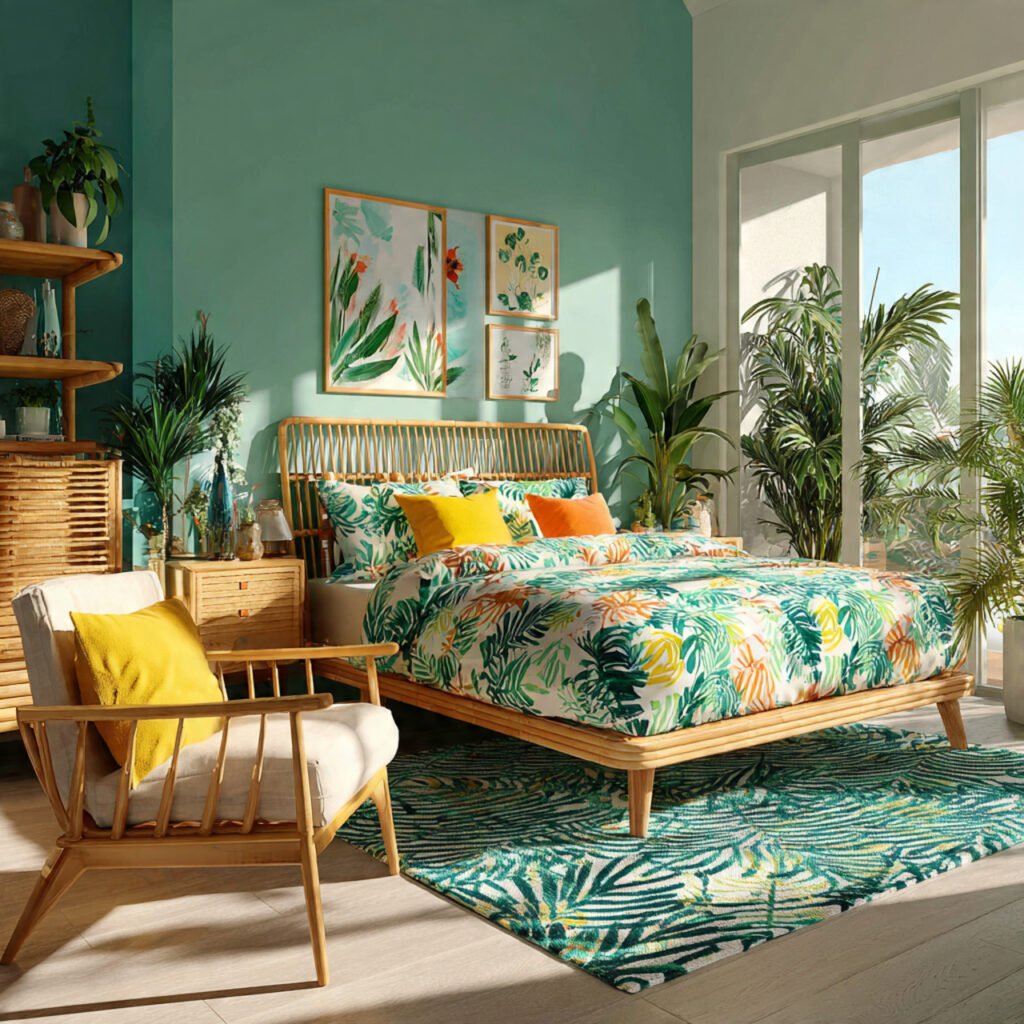 24 Summer Bedroom Aesthetic Ideas to Create a Dreamy and Relaxing Space 5 Tropical Bedroom Ideas