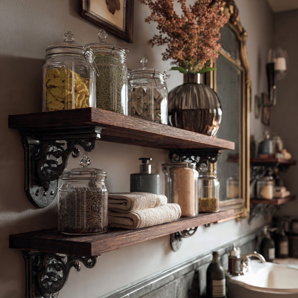 21 DIY Bathroom Shelving Ideas for Modern and Rustic Bathrooms 19 Vintage Bathroom Shelf Decor Ideas