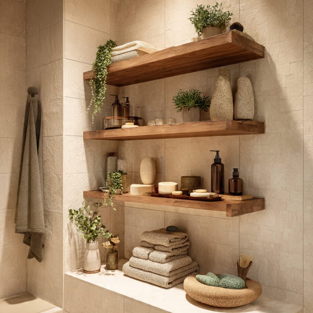 21 DIY Bathroom Shelving Ideas for Modern and Rustic Bathrooms 21 Natural Wood Bathroom Shelf Ideas