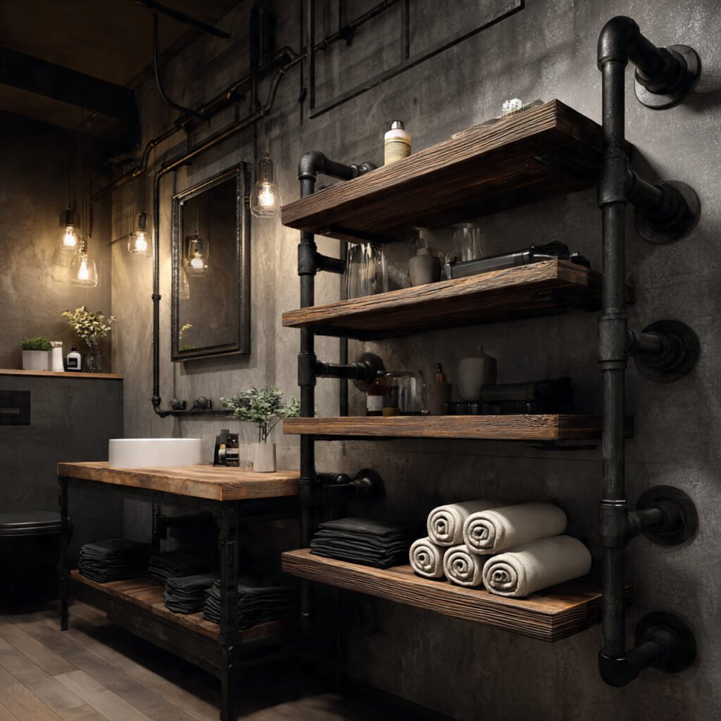 Industrial Pipe Shelf Design Ideas