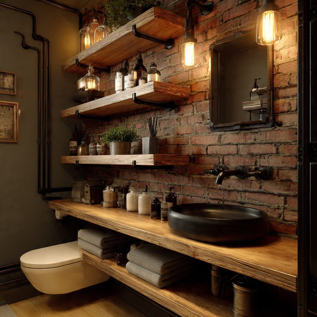 21 DIY Bathroom Shelving Ideas for Modern and Rustic Bathrooms 5 Industrial Pipe Bathroom Shelf Ideas