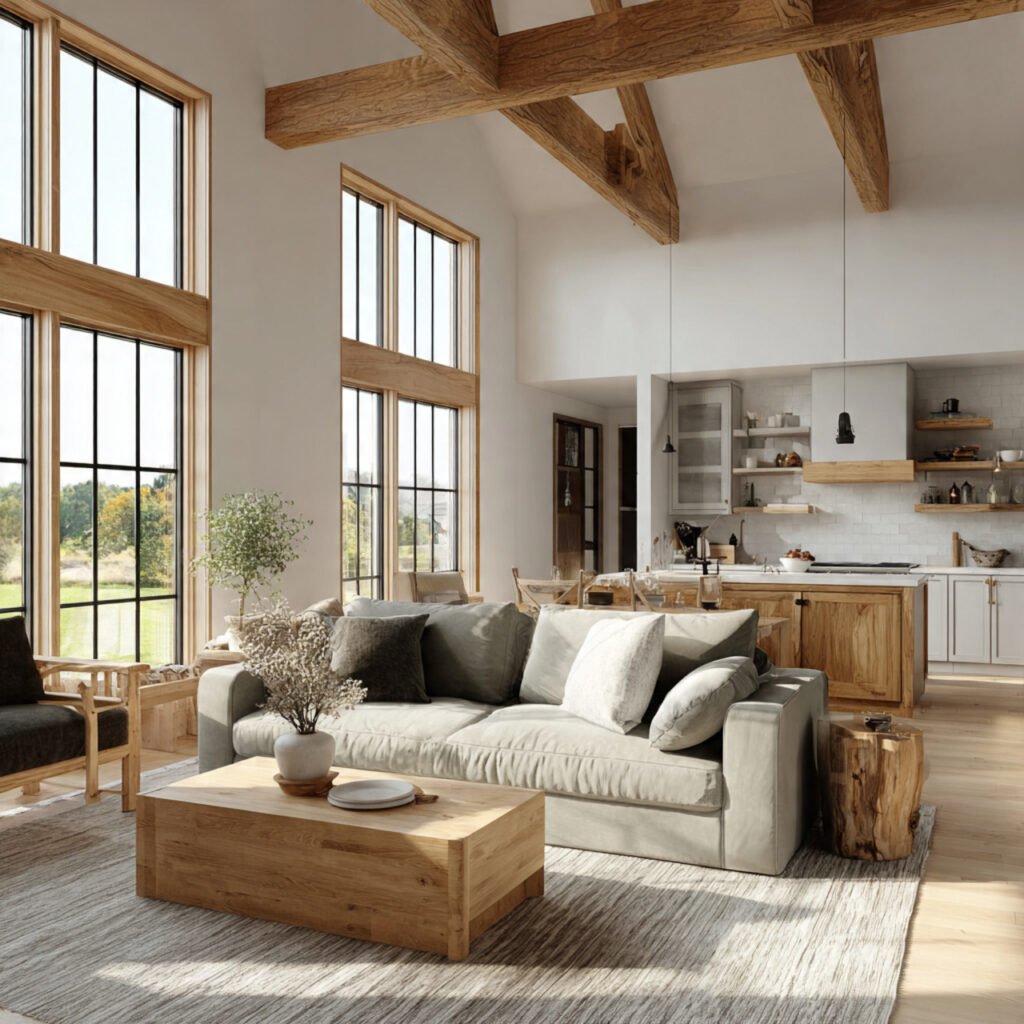 Open Concept Farmhouse Living Room Ideas