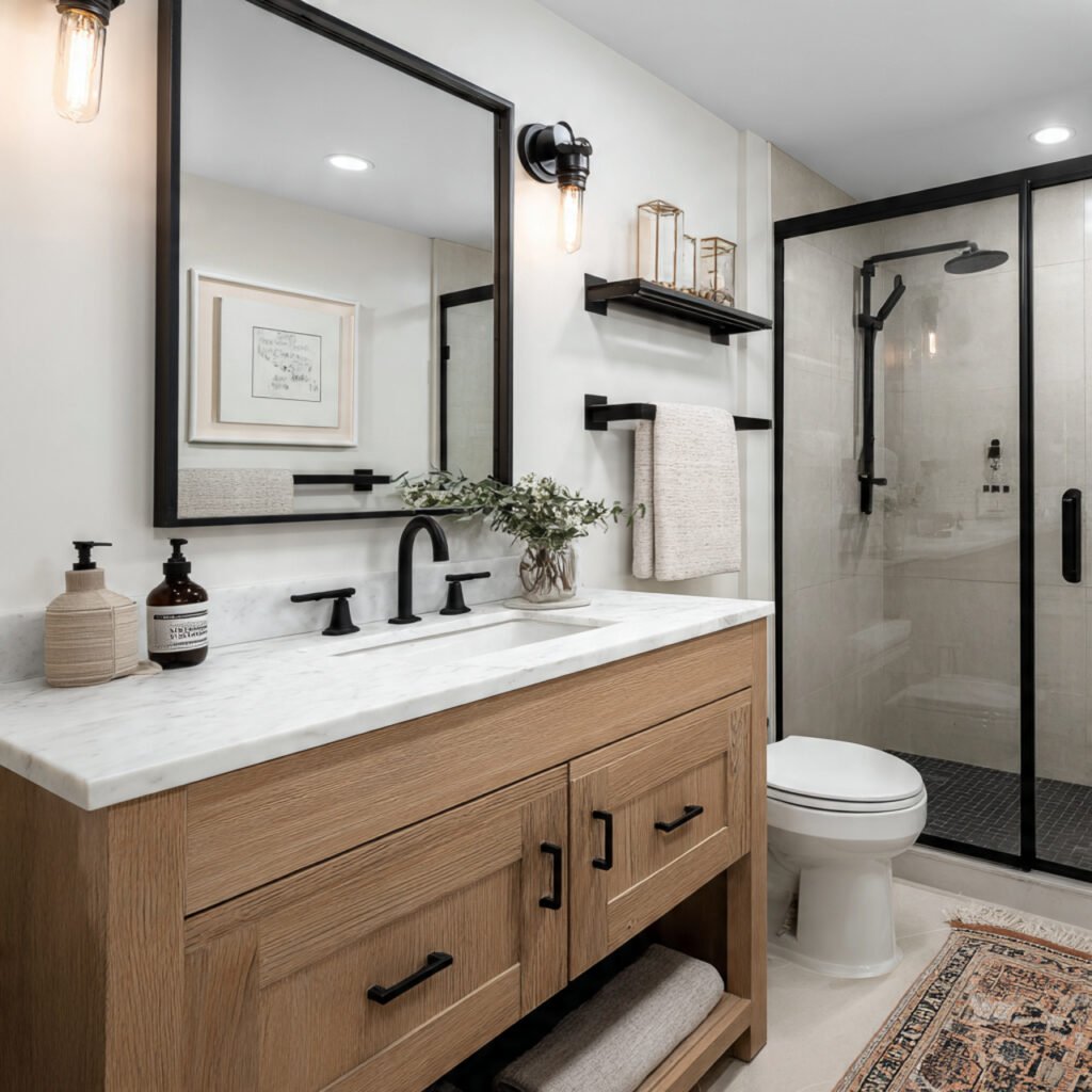 22 Stunning Bathroom Remodel Ideas for Every Style and Every Budget 13 Bathroom Remodel With Black Fixtures Ideas