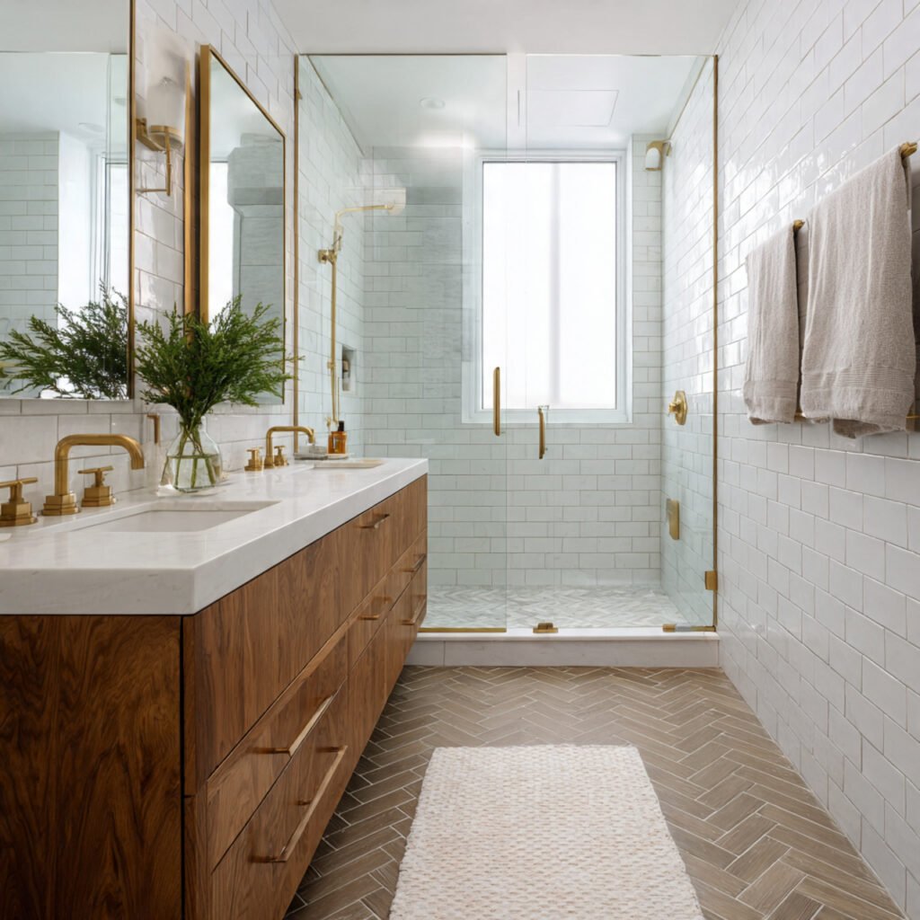 22 Stunning Bathroom Remodel Ideas for Every Style and Every Budget 20 Bathroom Remodel With Herringbone Tile Ideas