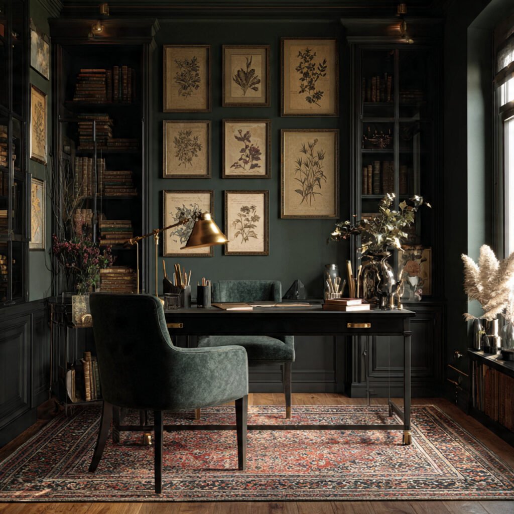 20 Home Office Black Desk Ideas for Every Style and Every Space 20 Black Desk Dark Academia Home Office Ideas