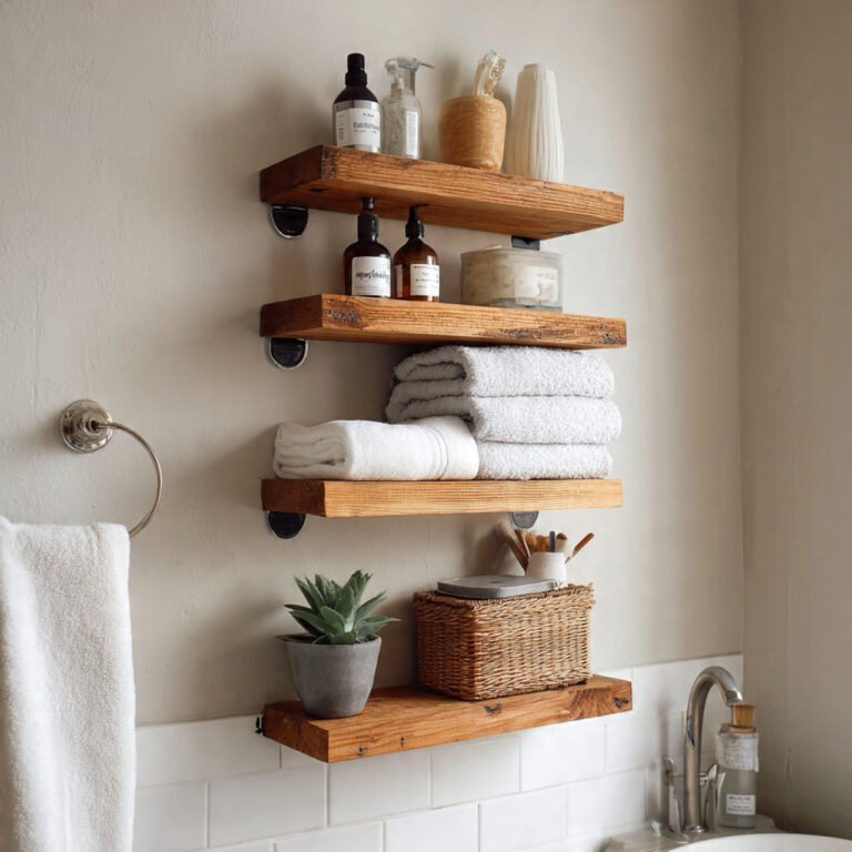 diy bathroom shelving