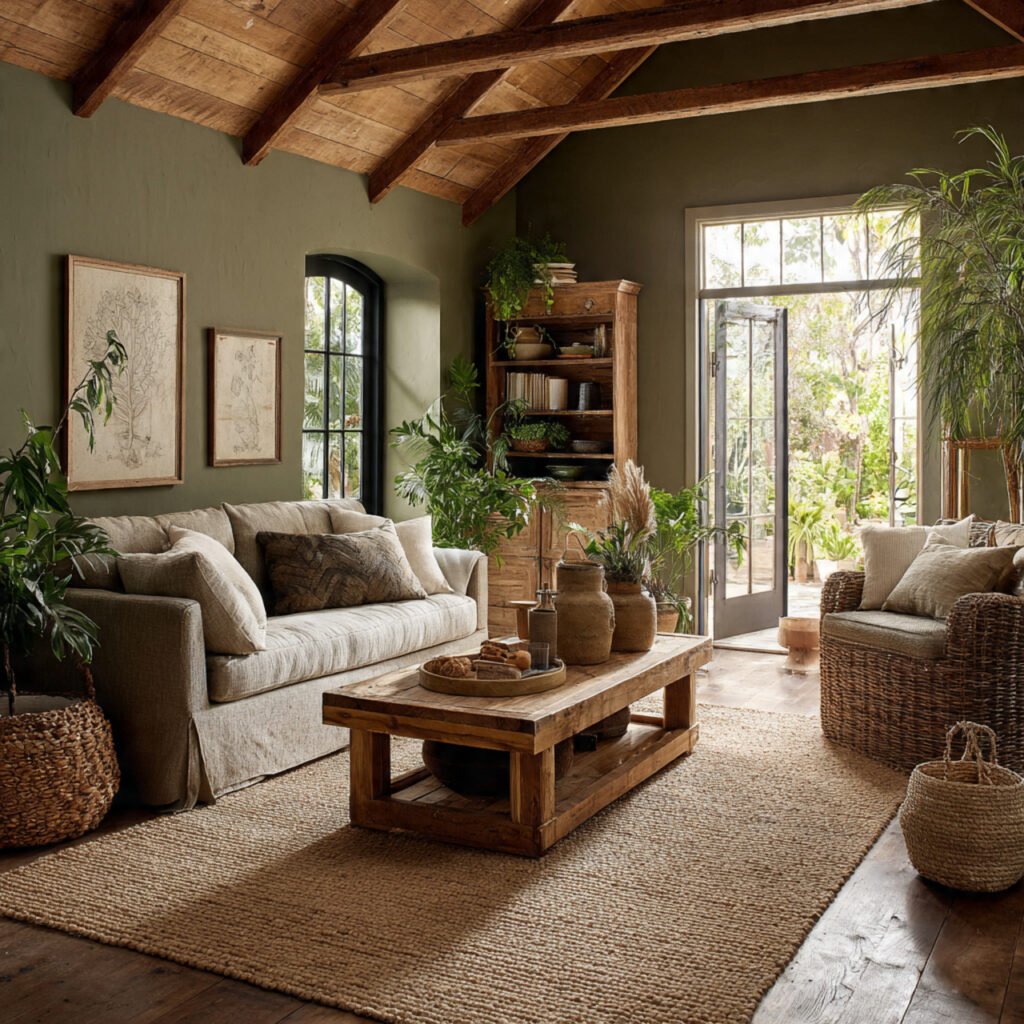 20 Stunning Farmhouse Living Room Colors Ideas for Rustic Style Homes 11 Muted Olive Green Color Palette Ideas
