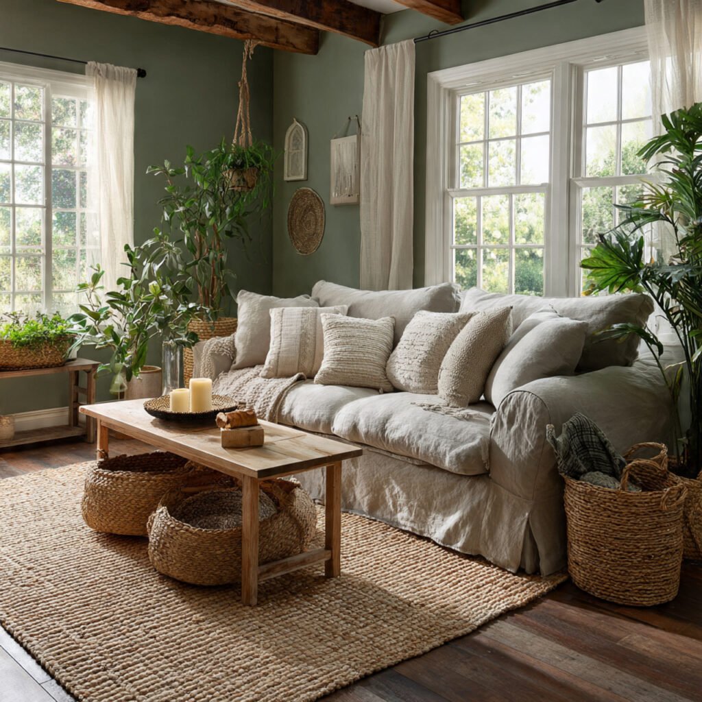 20 Stunning Farmhouse Living Room Colors Ideas for Rustic Style Homes 7 Sage Green Cozy Living Room Color Ideas
