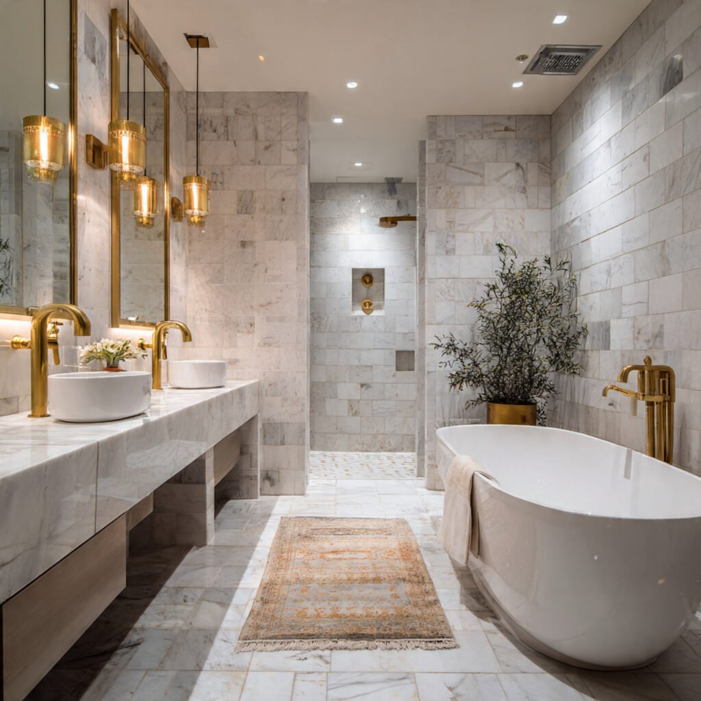 27 Gold Bathroom Decor Ideas for Every Style and Budget 4 Gold and Marble Bathroom Ideas