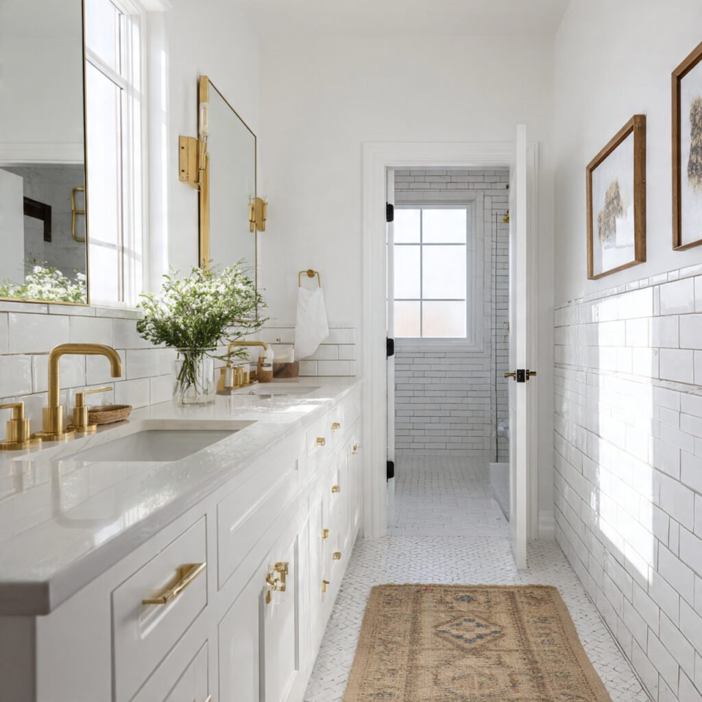 27 Gold Bathroom Decor Ideas for Every Style and Budget 9 Gold and White Bathroom Ideas