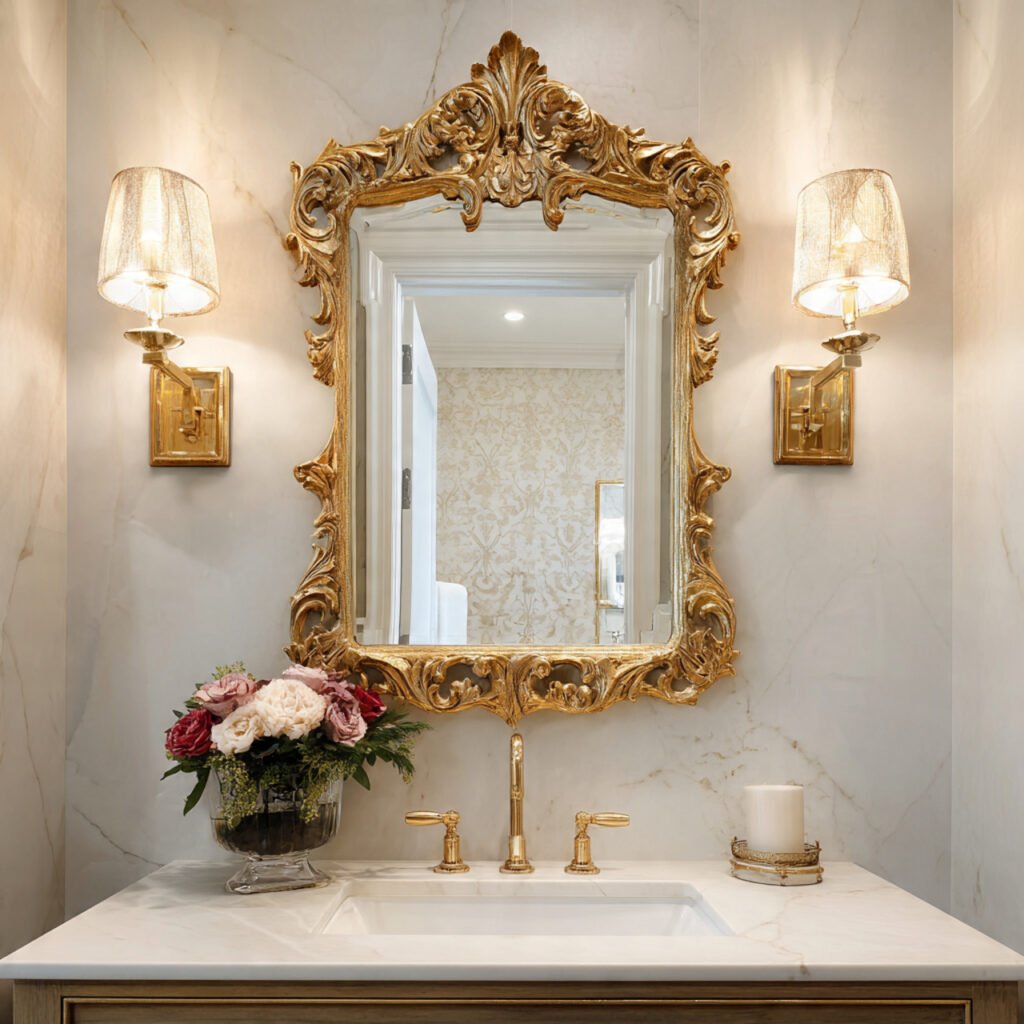 27 Gold Bathroom Decor Ideas for Every Style and Budget 6 Gold Bathroom Mirror Ideas