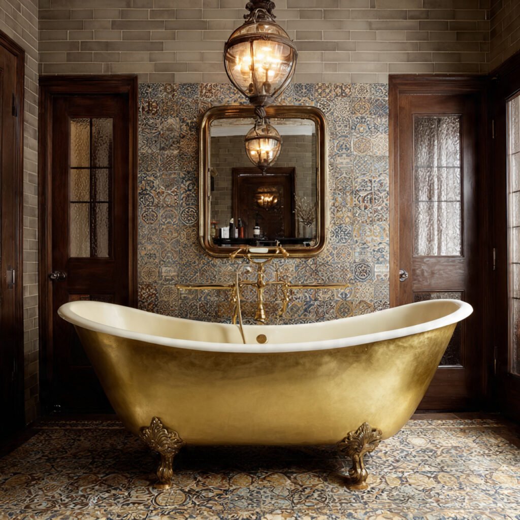 27 Gold Bathroom Decor Ideas for Every Style and Budget 21 Gold Clawfoot Tub Ideas