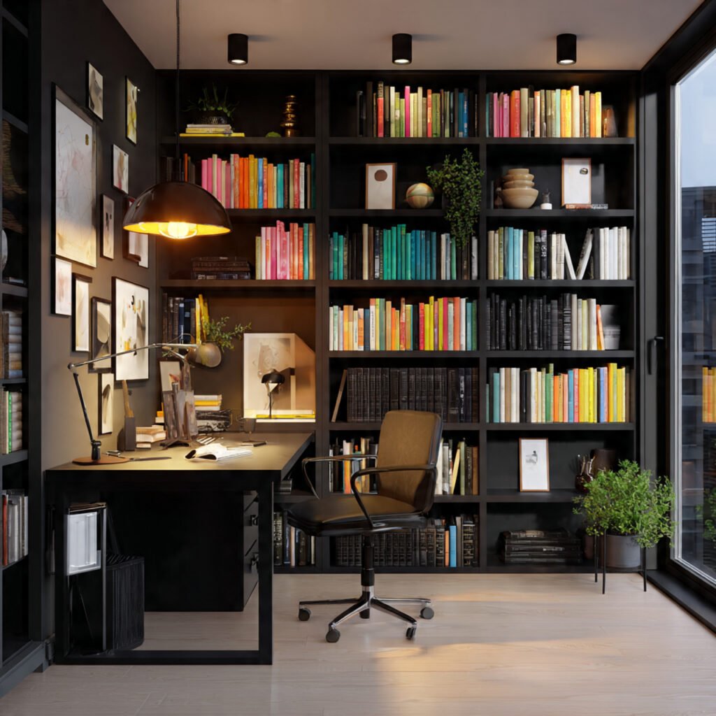 20 Home Office Black Desk Ideas for Every Style and Every Space 12 Black Desk Industrial Style Home Office Ideas