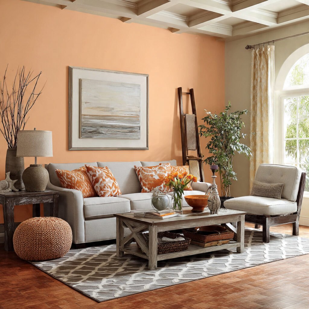 Peachy Nude Living Room Color Ideas