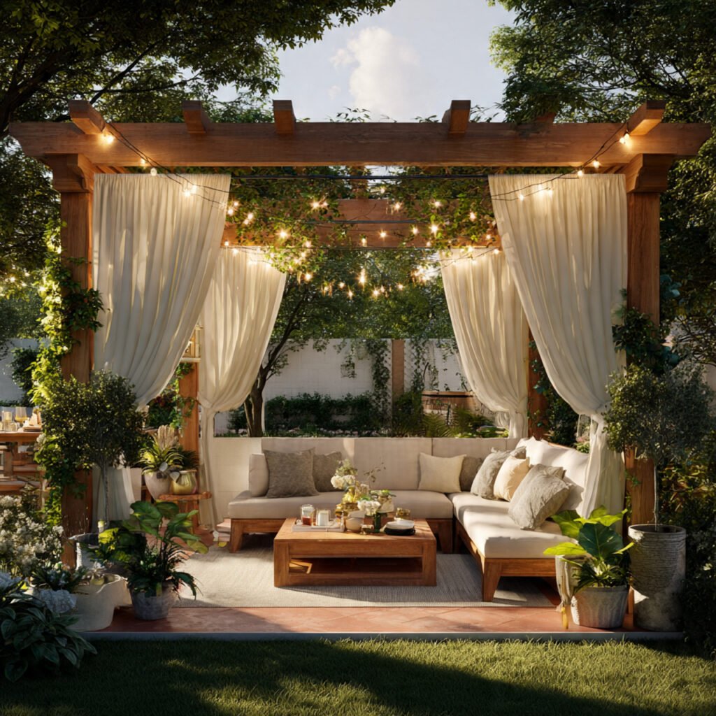 23 Cozy Outdoor Space Ideas That Make Your Backyard Feel Magical 7 Covered Pergola Retreat Ideas