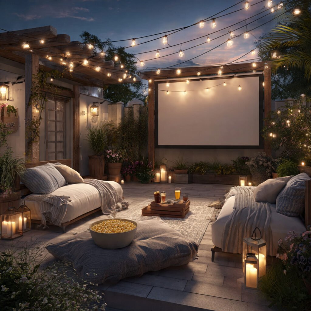 23 Cozy Outdoor Space Ideas That Make Your Backyard Feel Magical 23 Outdoor Movie Night Space Ideas