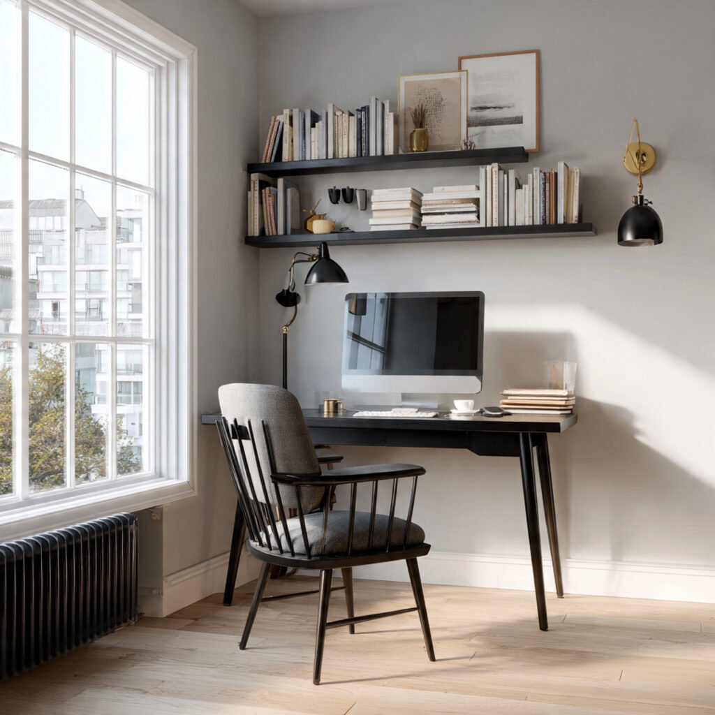 20 Home Office Black Desk Ideas for Every Style and Every Space 15 Black Desk With Concrete Wall Ideas