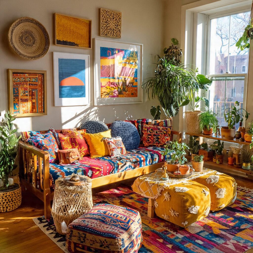 Colorful Bohemian Living Room Ideas