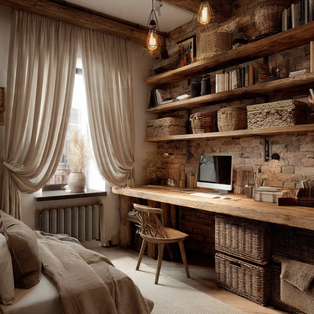 Rustic and Natural home office bedroom Material Workspace Concepts