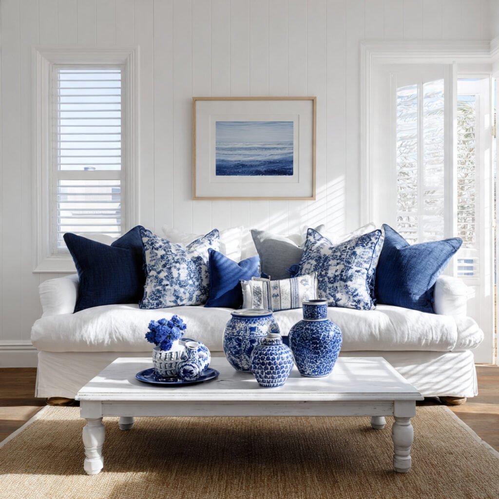 Blue and White Living Room Ideas