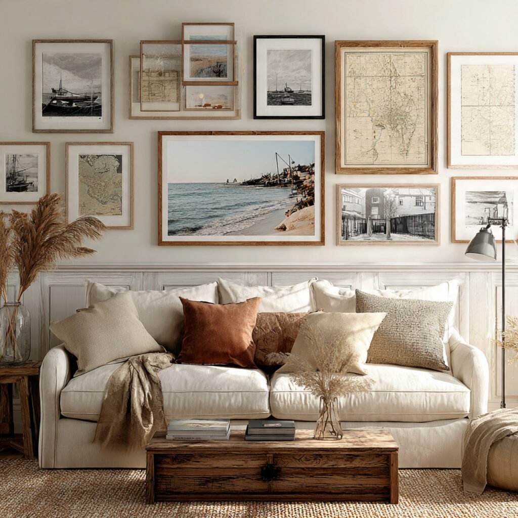 Coastal Gallery Wall Living Room Ideas