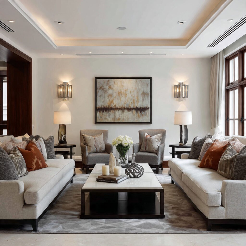 Living Room Layout with Two Sofas Facing Each Other