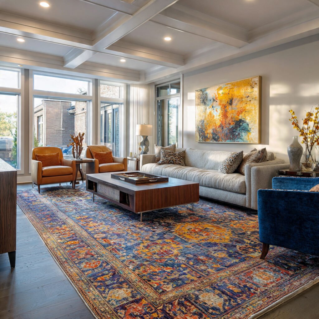 Living Room Layouts with Area Rug as Anchor