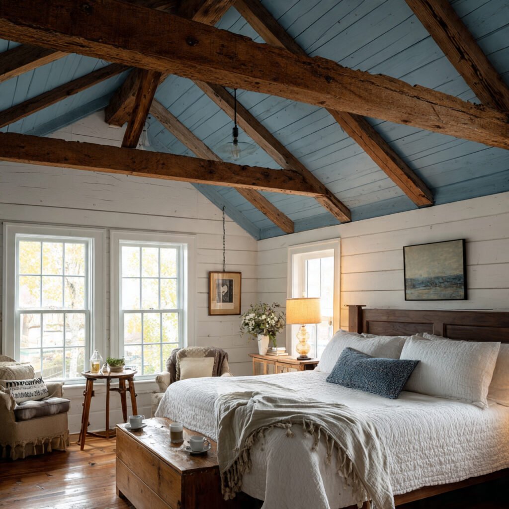 Blue Farmhouse Bedroom Ceiling Ideas