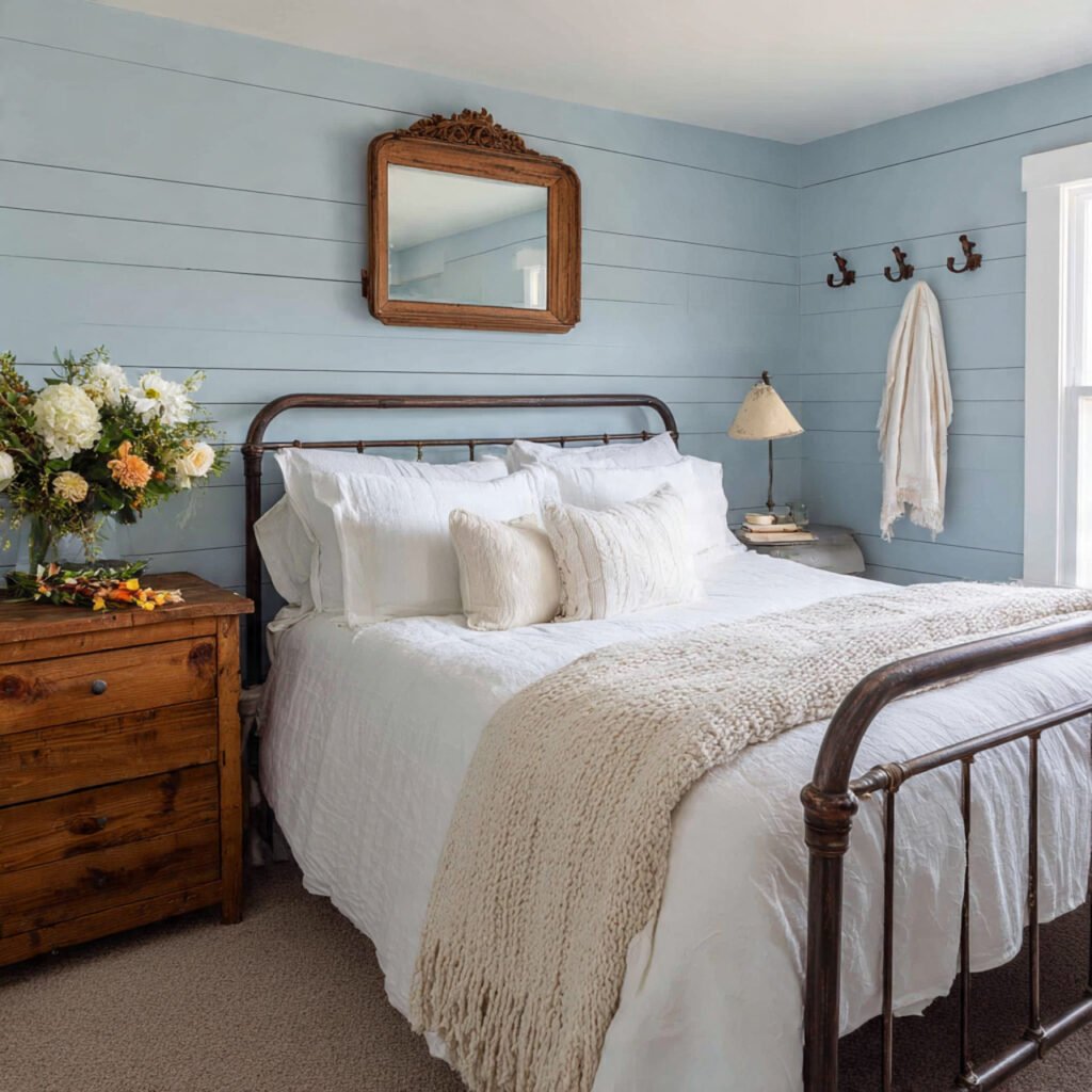 Blue Farmhouse Guest Bedroom Ideas
