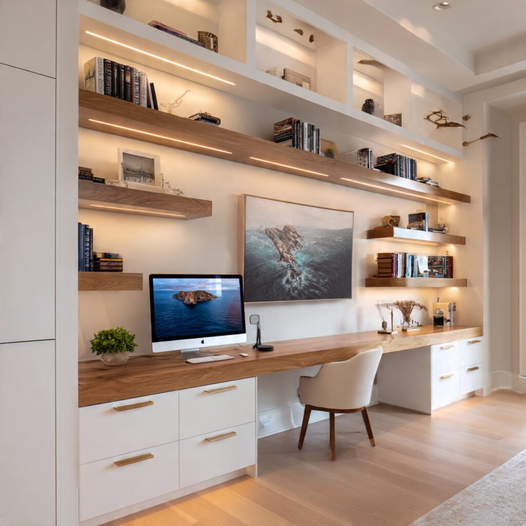 Built-In Home Office Table Ideas