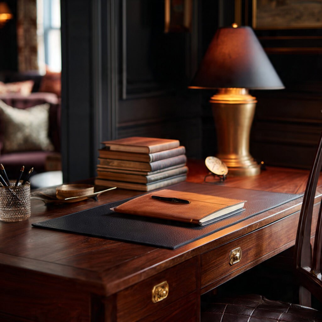 Dark Wood Home Office Table Ideas