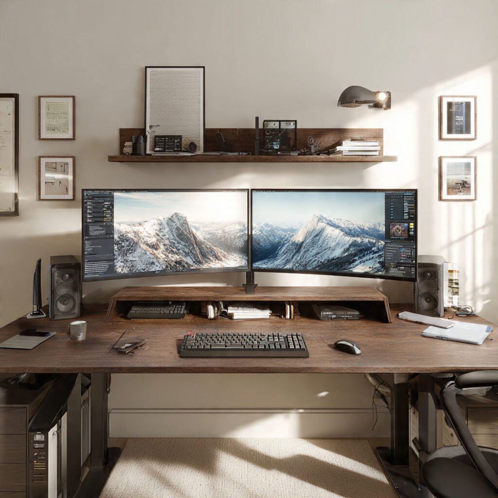 Dual Monitor Home Office Table Ideas